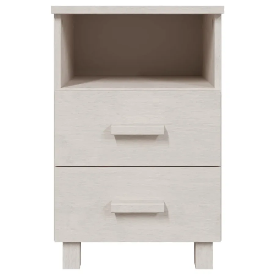 Table de chevet HAMAR Blanc 40x35x62 cm Bois de pin massif - 3
