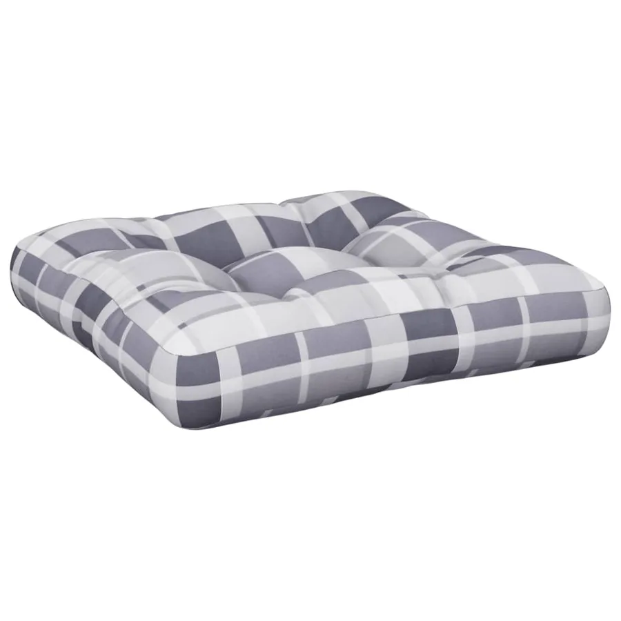 Coussin de palette motif à carreaux gris 50x50x12 cm tissu - 2