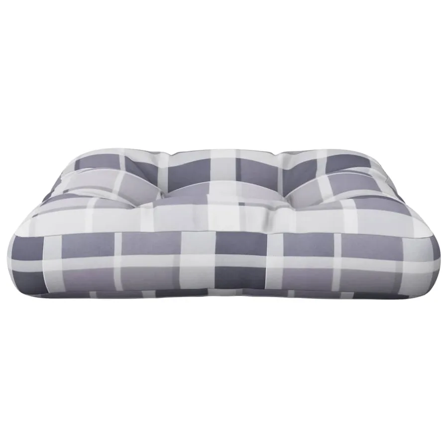 Coussin de palette motif à carreaux gris 50x50x12 cm tissu - 4