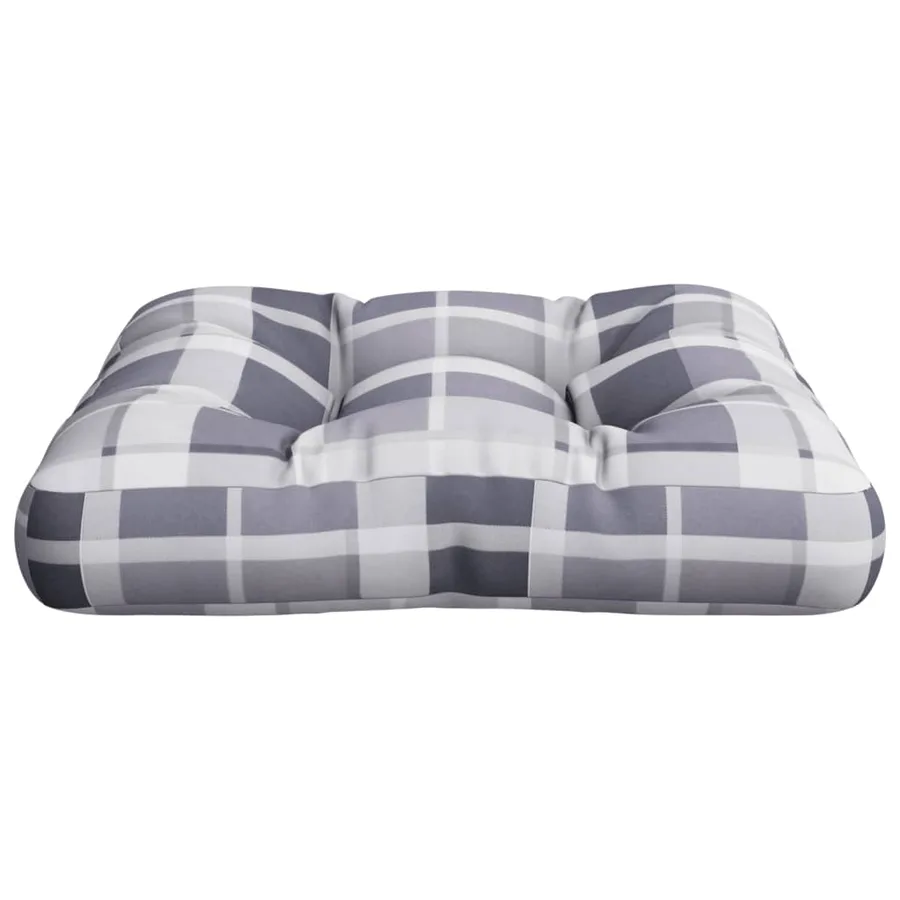 Coussin de palette motif à carreaux gris 50x50x12 cm tissu - 5