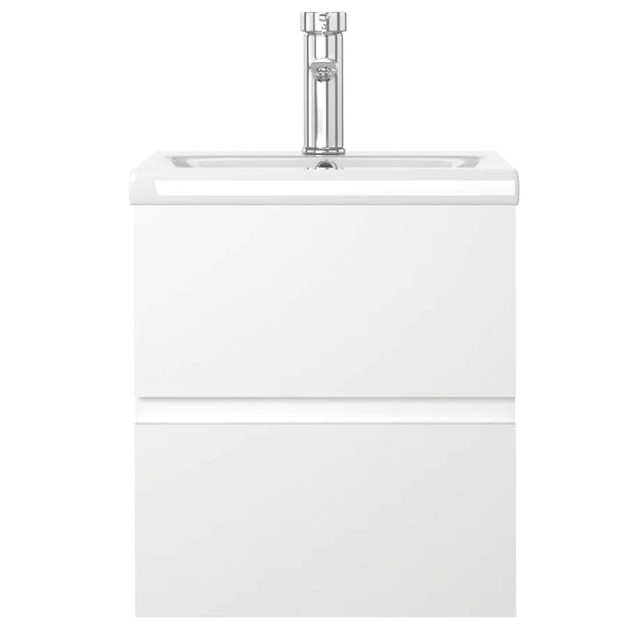 Armoire d'évier avec lavabo intégré blanc bois d'ingénierie - 4