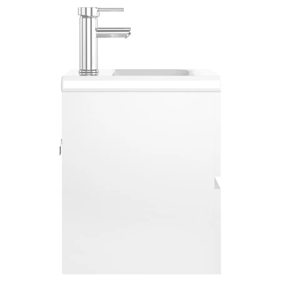 Armoire d'évier avec lavabo intégré blanc bois d'ingénierie - 5