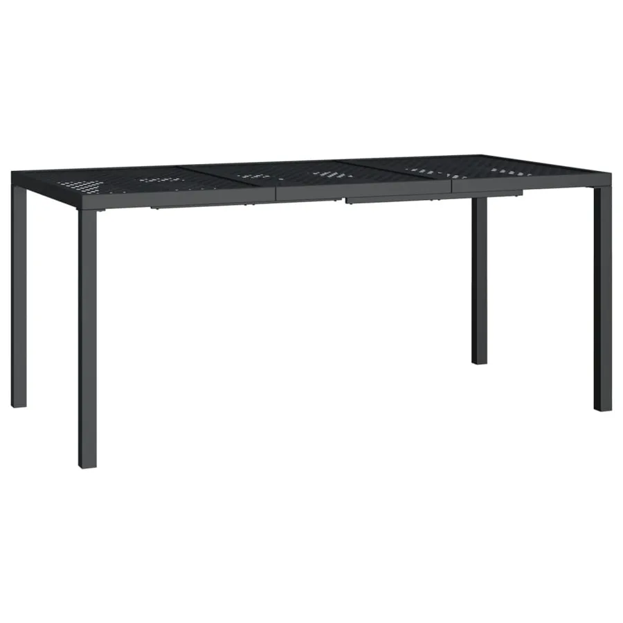 Table de jardin anthracite 165x80x72 cm acier - 2