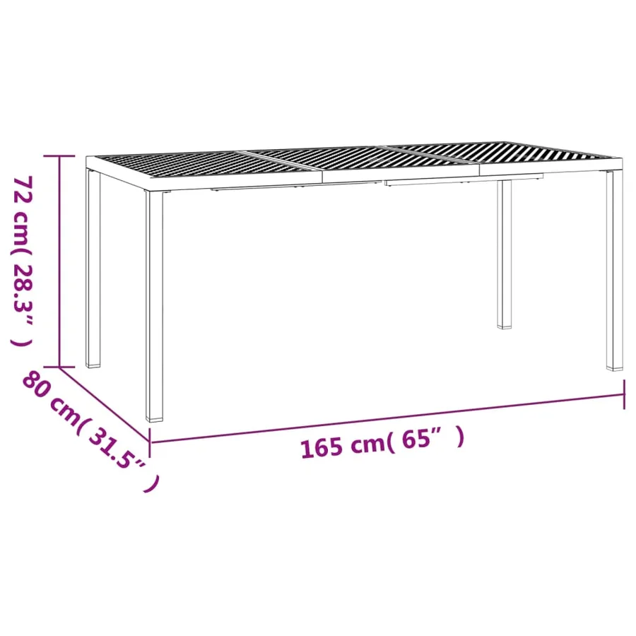 Table de jardin anthracite 165x80x72 cm acier - 7