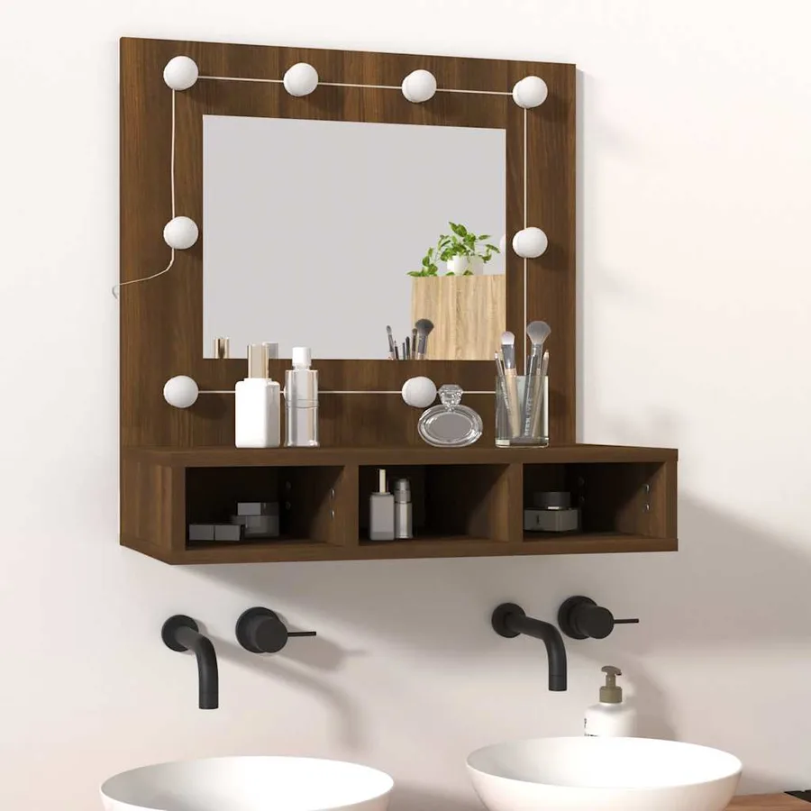 Armoire à miroir avec LED Chêne marron 60x31,5x62 cm - 13