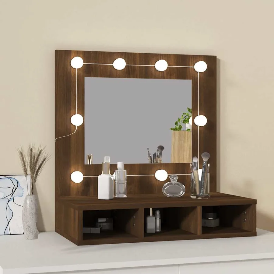 Armoire à miroir avec LED Chêne marron 60x31,5x62 cm - 3