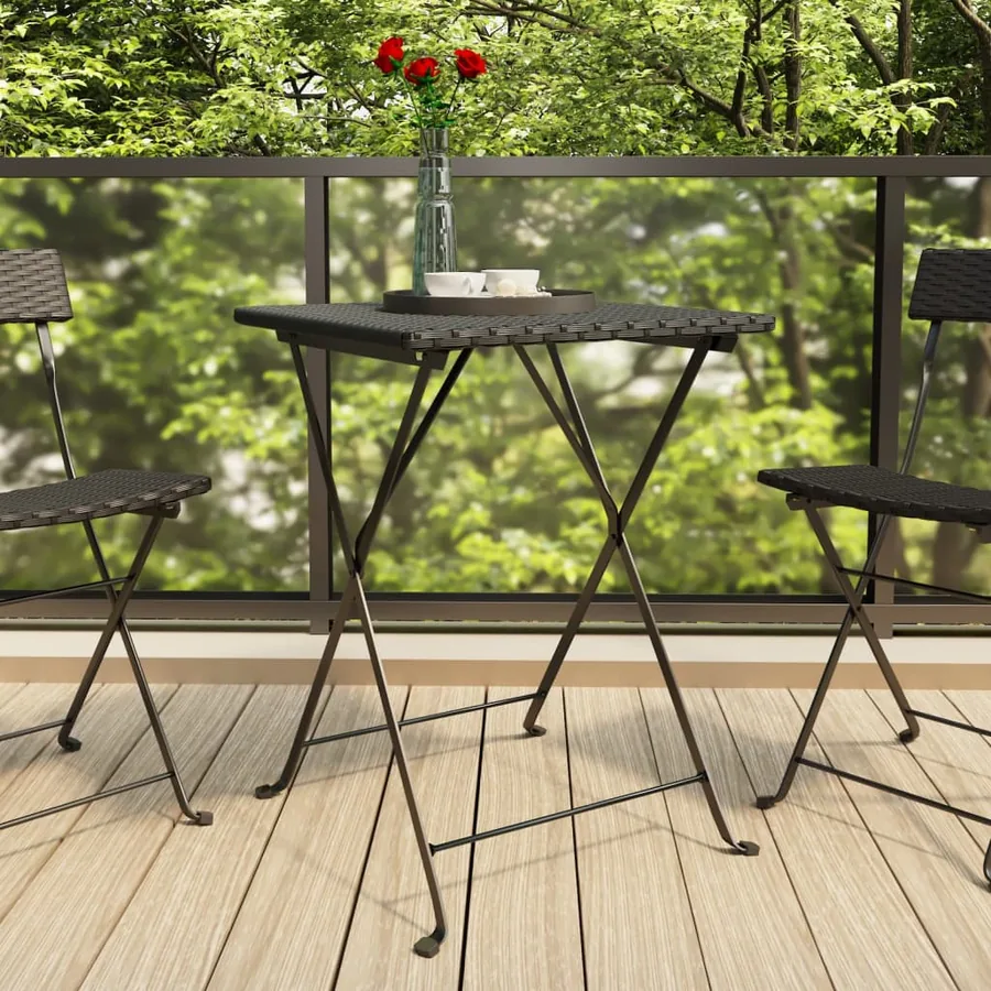 Table de bistrot pliante Noir 55x54x71 cm Résine tressée