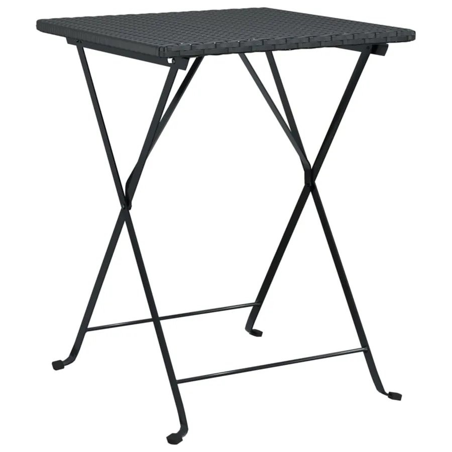 Table de bistrot pliante Noir 55x54x71 cm Résine tressée - 2