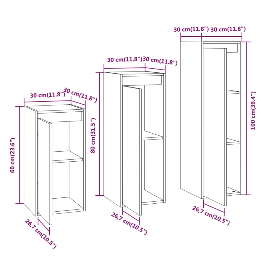 Meubles TV 3 pcs Bois massif de pin - 11