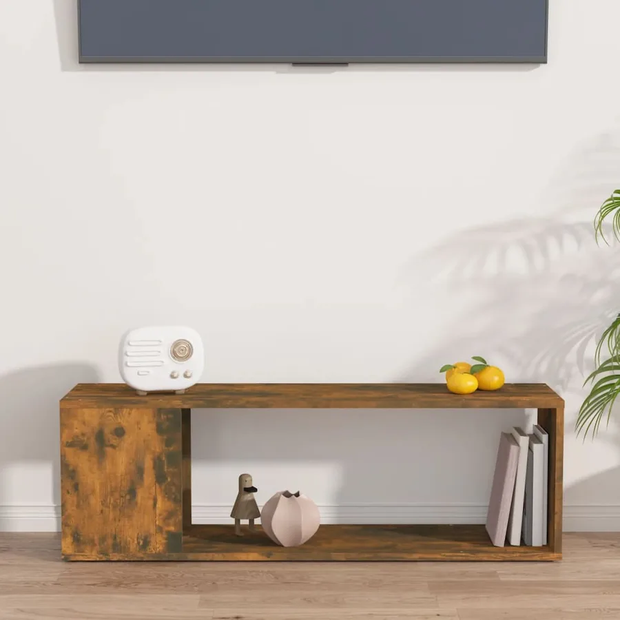 Meuble TV Chêne fumé 100x24x32 cm Bois d'ingénierie - 3