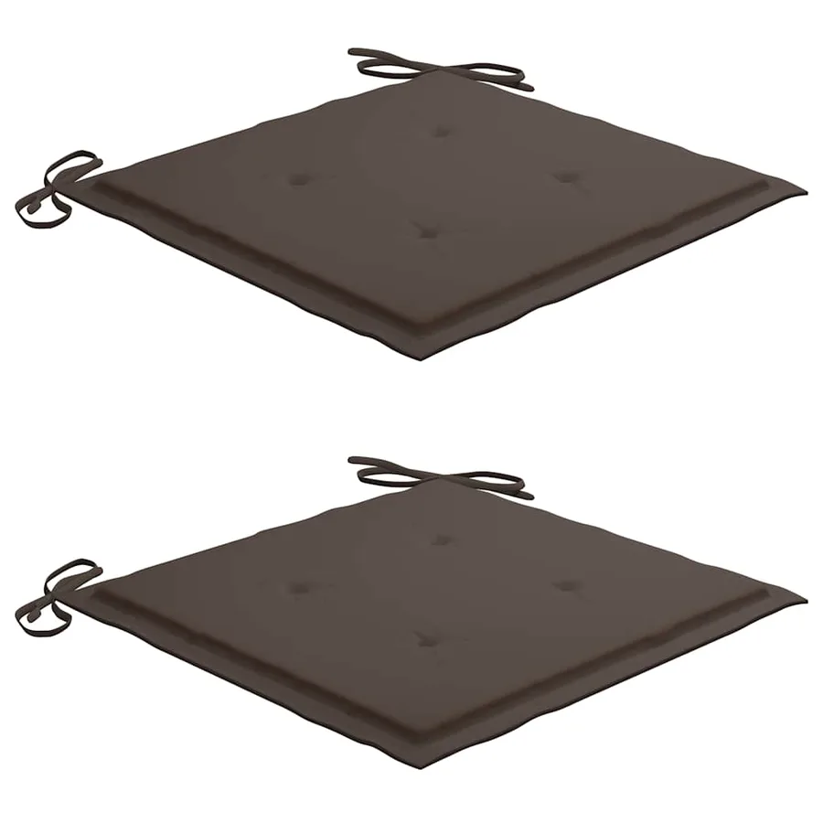 Chaises de jardin lot de 2 et coussins taupe Bois teck massif - 6