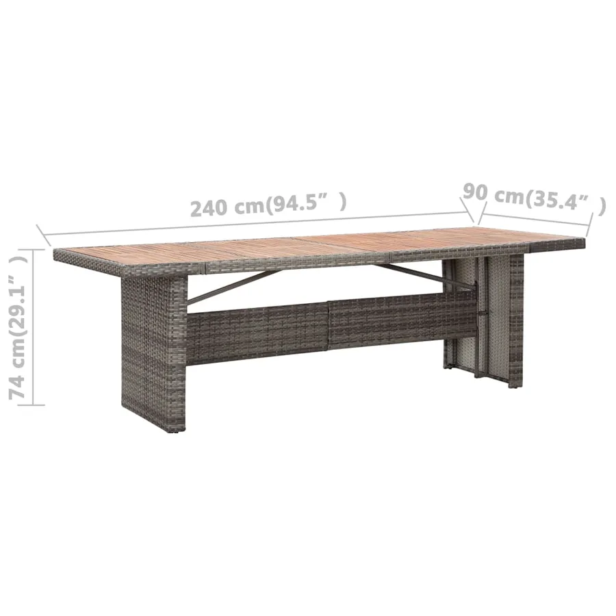 Table de jardin 240x90x74 cm Résine tressée et bois d'acacia - 5