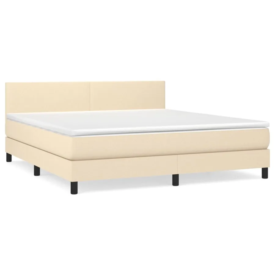 Sommier à lattes de lit avec matelas Crème 160x200 cm Tissu - 2