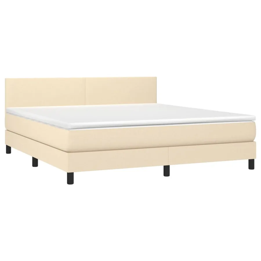Sommier à lattes de lit avec matelas Crème 160x200 cm Tissu - 3