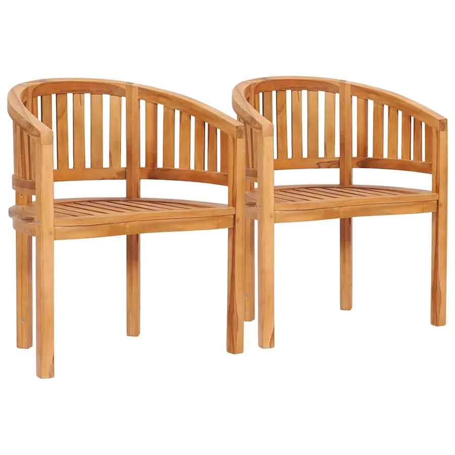 Chaises en forme de banane lot de 2 Bois de teck solide - 2