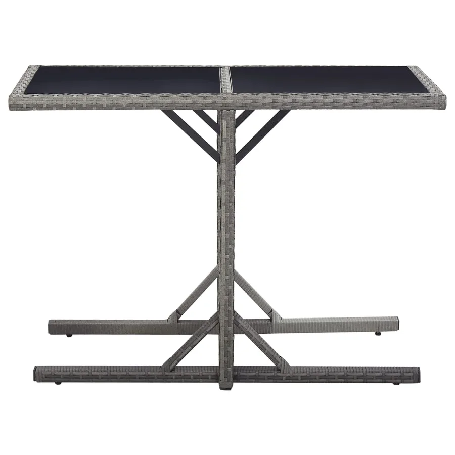 Table de jardin Anthracite 110x53x72 cm Verre et résine tressée - 2