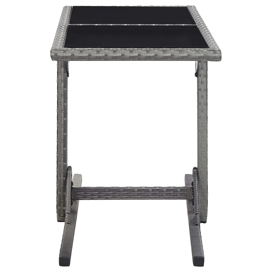 Table de jardin Anthracite 110x53x72 cm Verre et résine tressée - 3