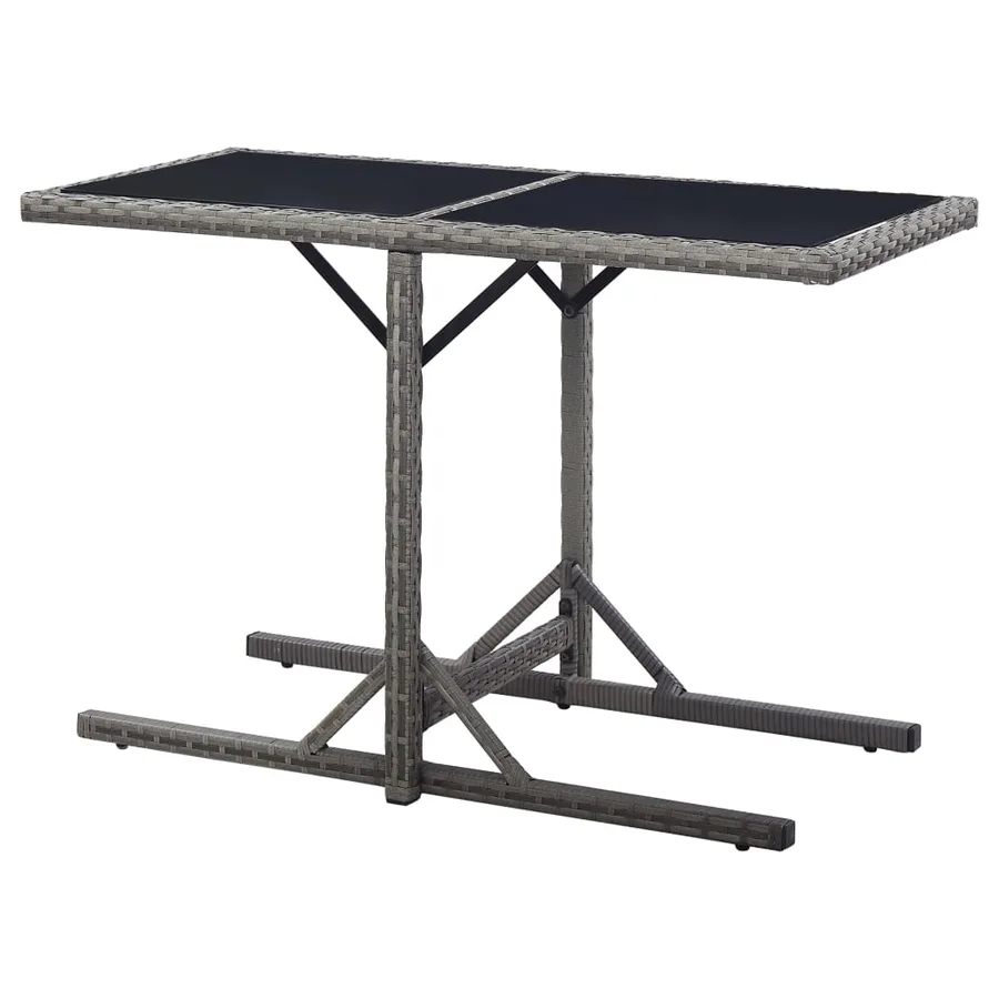 Table de jardin Anthracite 110x53x72 cm Verre et résine tressée - 4