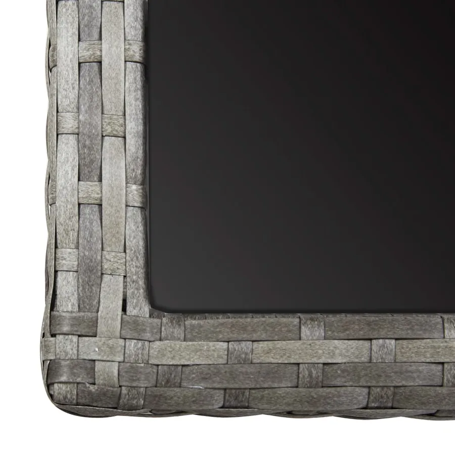 Table de jardin Anthracite 110x53x72 cm Verre et résine tressée - 5