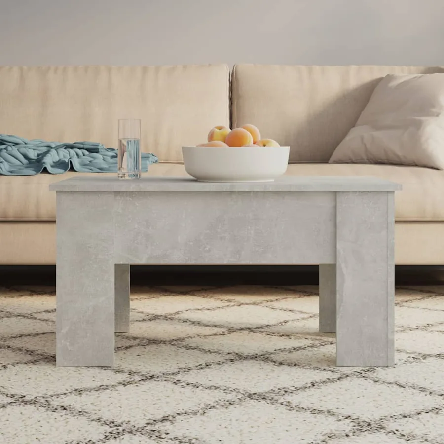 Table basse gris béton 79x49x41 cm bois d'ingénierie