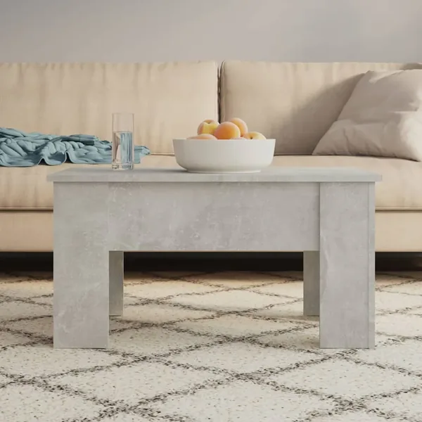 Table basse gris béton 79x49x41 cm bois d'ingénierie