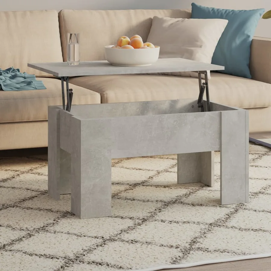 Table basse gris béton 79x49x41 cm bois d'ingénierie - 7