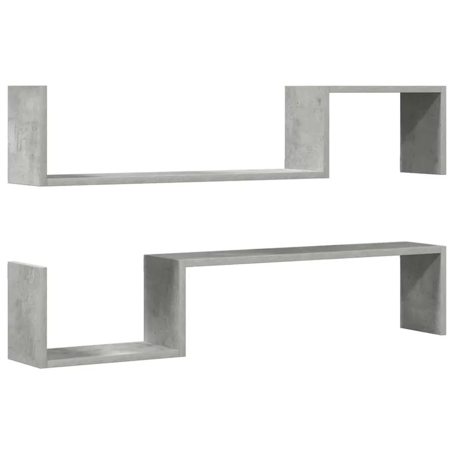 Étagères murales 2 pcs gris béton 100x15x20cm bois d'ingénierie - 2