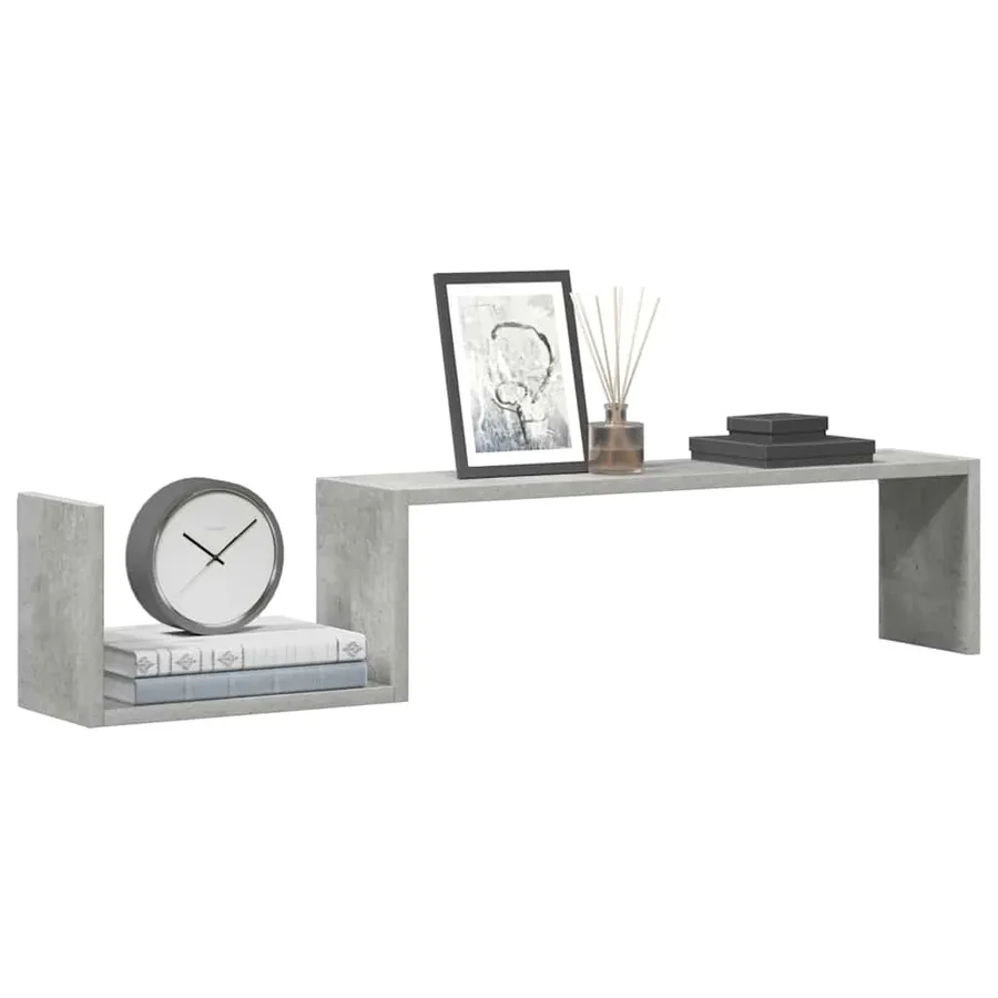 Étagères murales 2 pcs gris béton 100x15x20cm bois d'ingénierie - 3