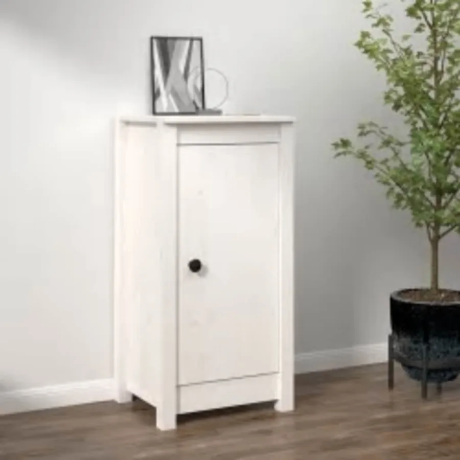 Buffet blanc 39x35x80 cm bois massif de pin