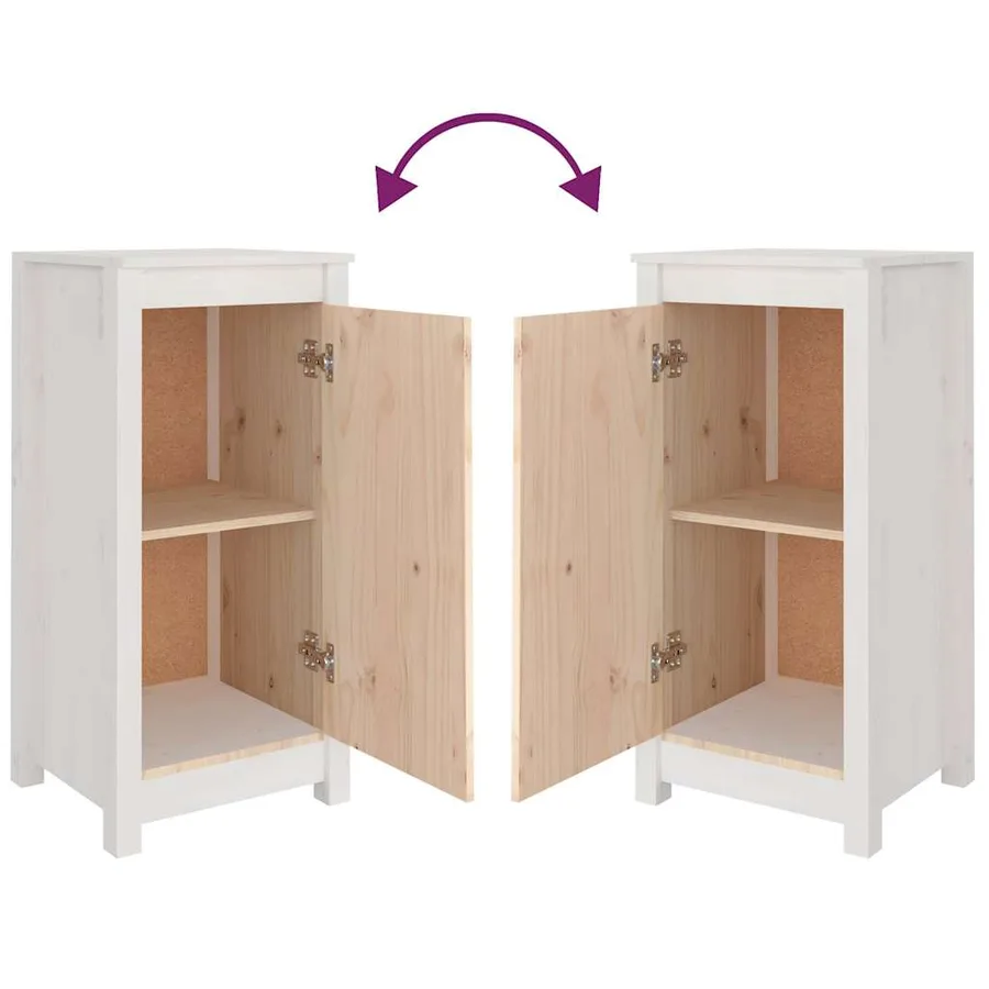 Buffet blanc 39x35x80 cm bois massif de pin - 14