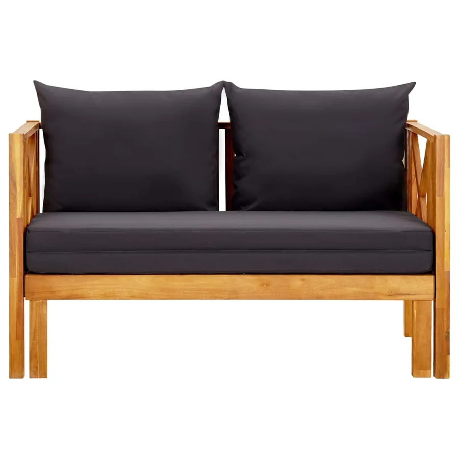 Banc de jardin 2 places et coussins 122 cm Bois d'acacia massif - 2