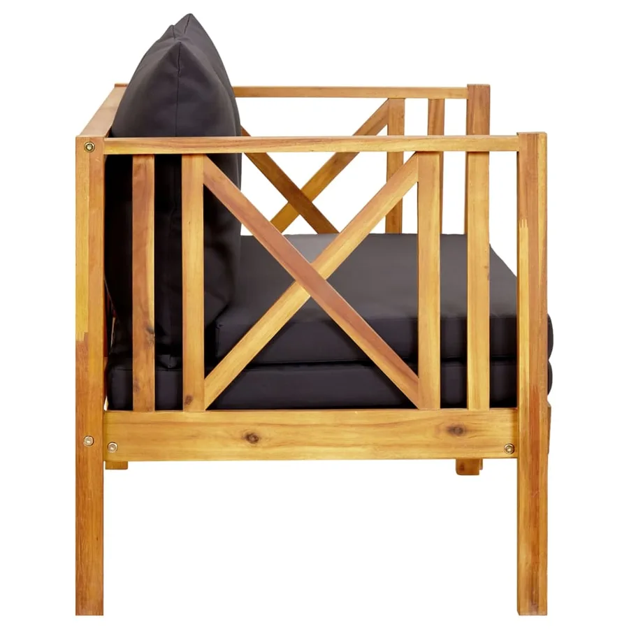 Banc de jardin 2 places et coussins 122 cm Bois d'acacia massif - 4