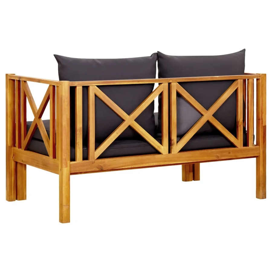 Banc de jardin 2 places et coussins 122 cm Bois d'acacia massif - 5