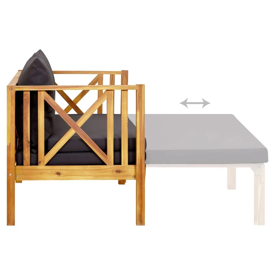Banc de jardin 2 places et coussins 122 cm Bois d'acacia massif - 6