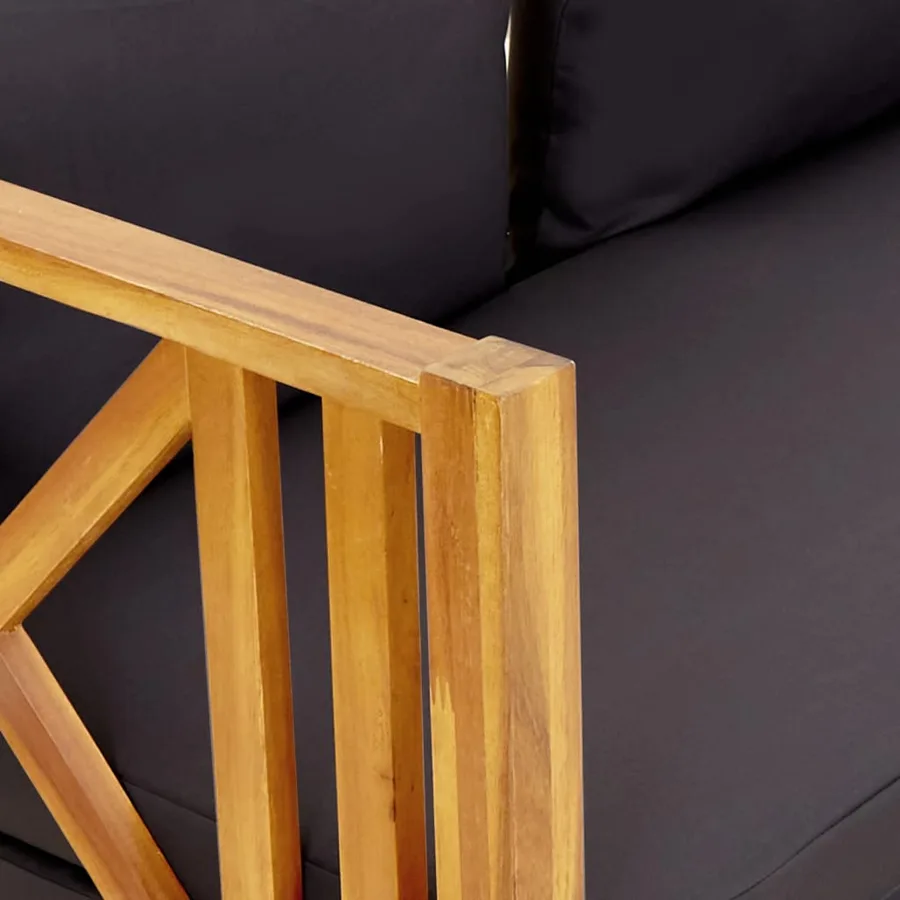Banc de jardin 2 places et coussins 122 cm Bois d'acacia massif - 7