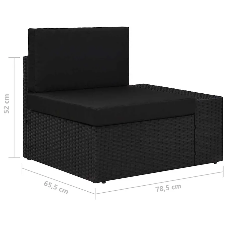 Salon de jardin 9 pcs avec coussins Noir Résine tressée - 11