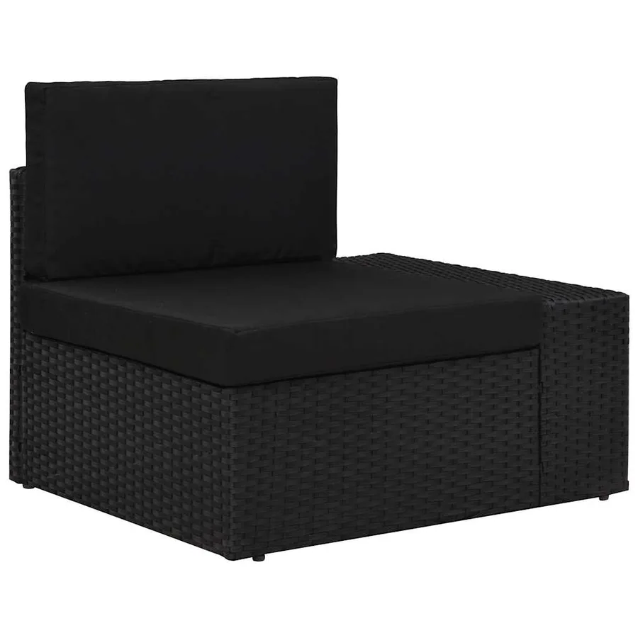 Salon de jardin 9 pcs avec coussins Noir Résine tressée - 3