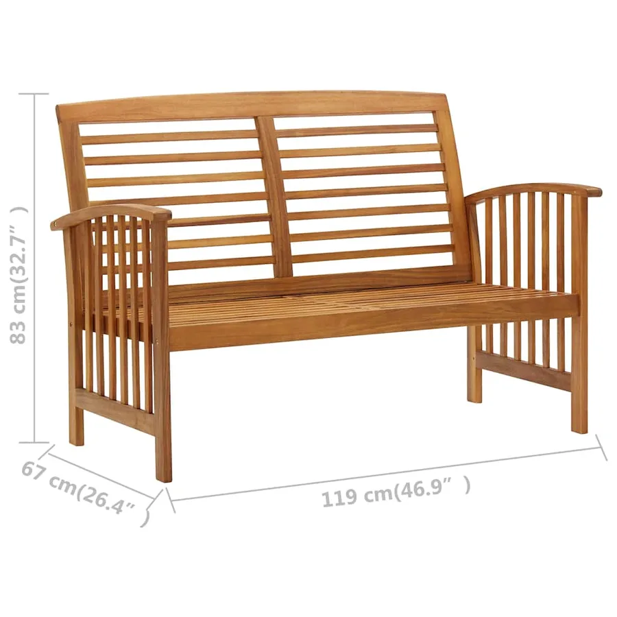 Banc de jardin 119 cm bois d'acacia solide - 7