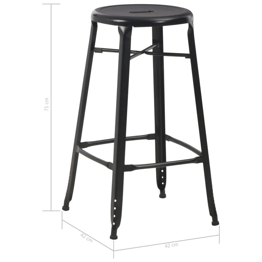 Tabourets de bar lot de 4 noir acier - 7