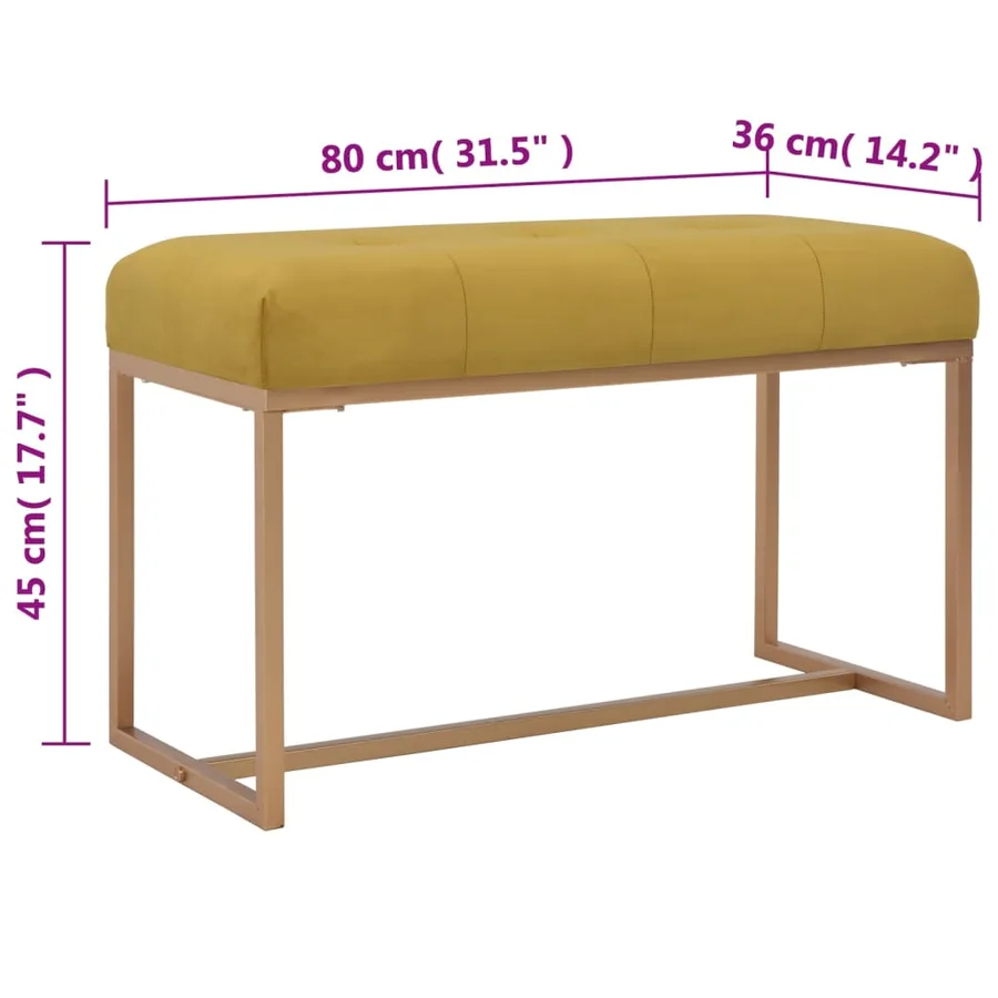 Banc 80 cm Moutarde Velours - 5