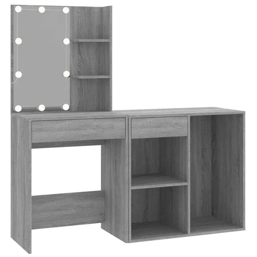 Coiffeuse à LED avec armoire Sonoma gris Bois d'ingénierie - 2