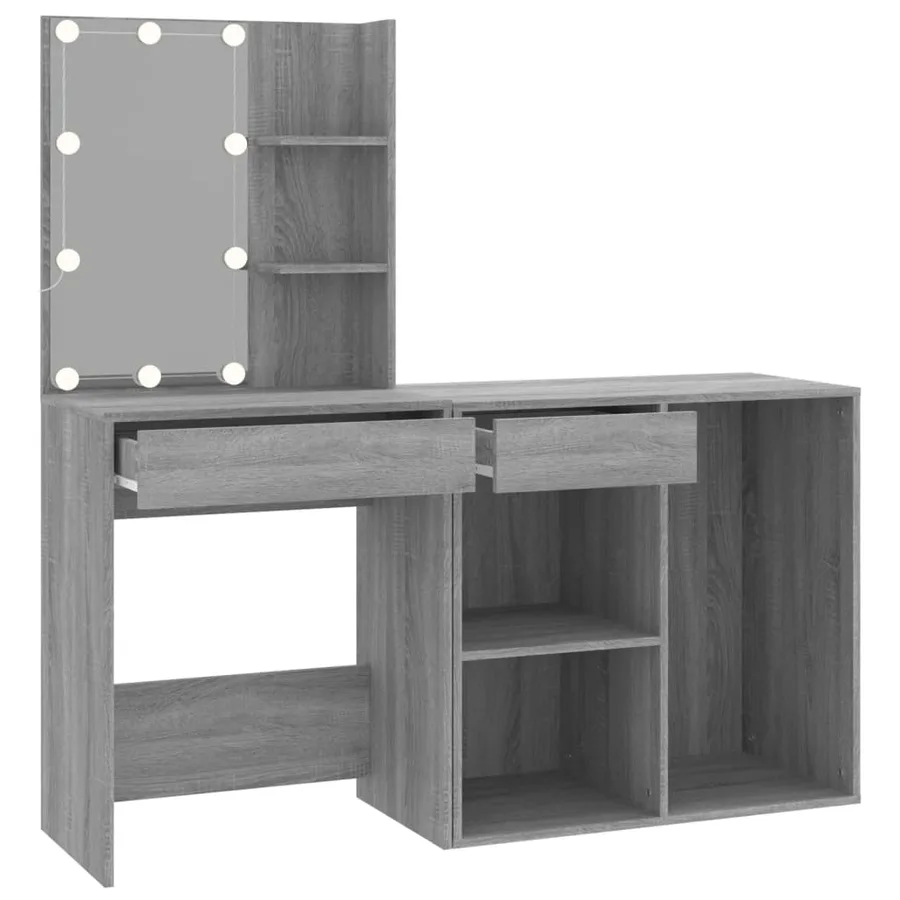 Coiffeuse à LED avec armoire Sonoma gris Bois d'ingénierie - 7