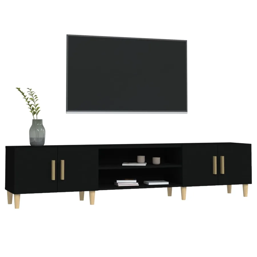 Meuble TV noir 180x31,5x40 cm bois d'ingénierie - 4