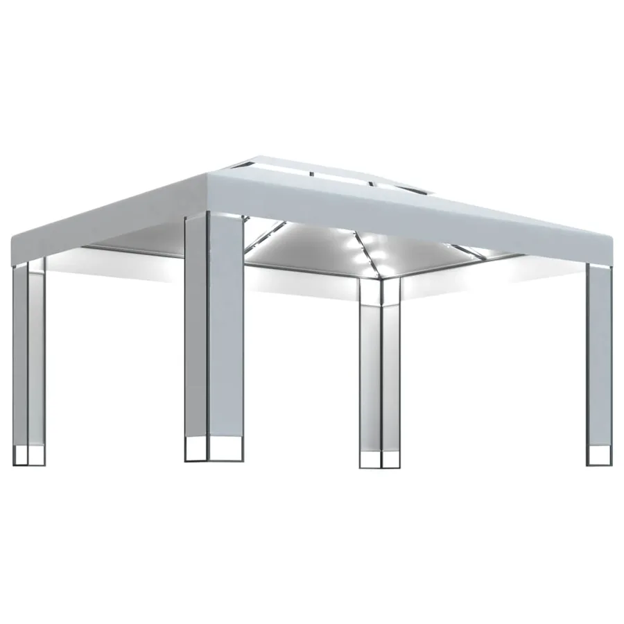 Tonnelle avec guirlande lumineuse à LED 3x4 m Blanc - 2