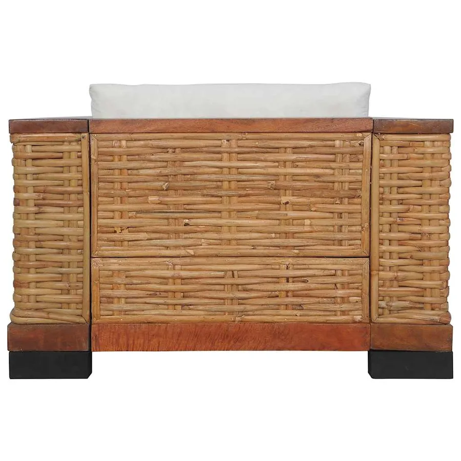 Ensemble de canapés 2 pcs avec coussins marron rotin naturel - 10