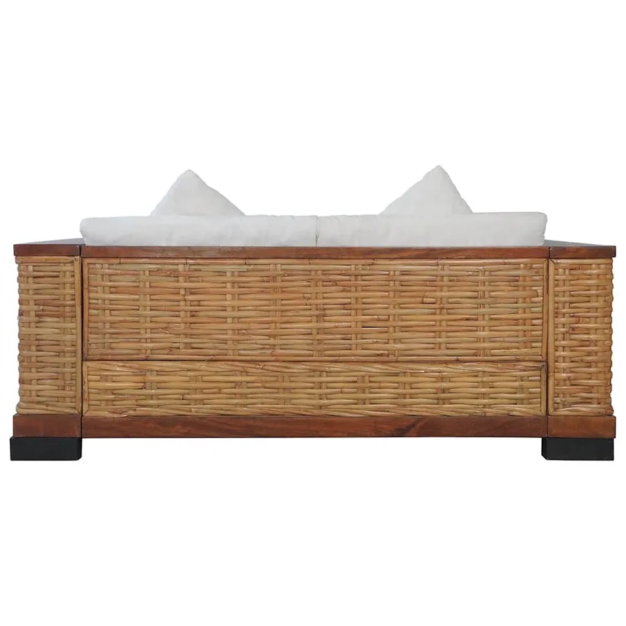 Ensemble de canapés 2 pcs avec coussins marron rotin naturel - 11