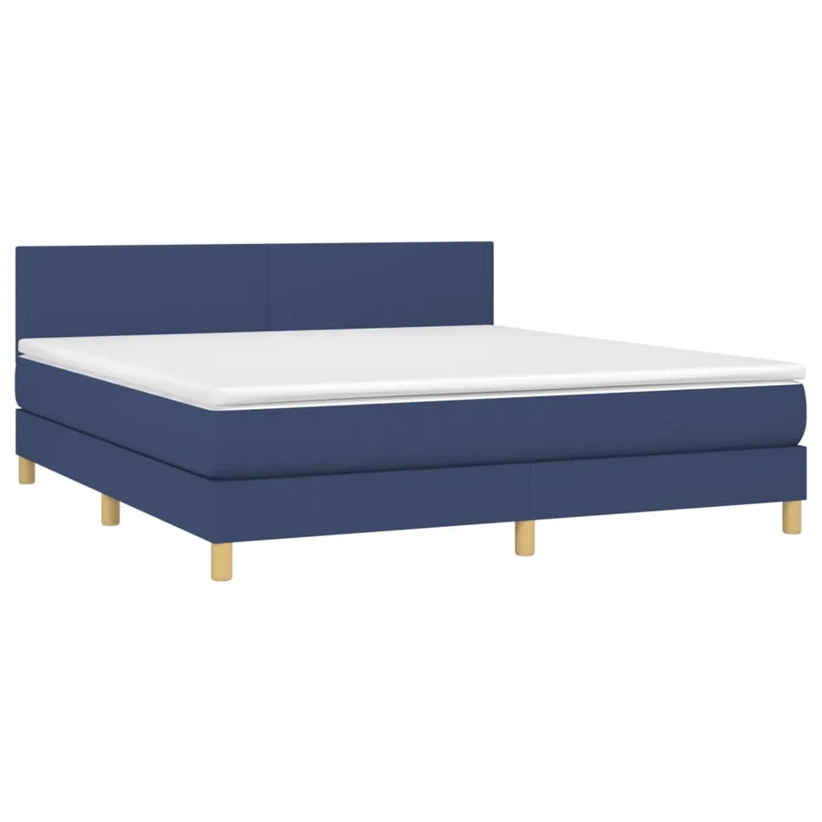 Sommier à lattes de lit avec matelas LED Bleu 160x200 cm Tissu - 3