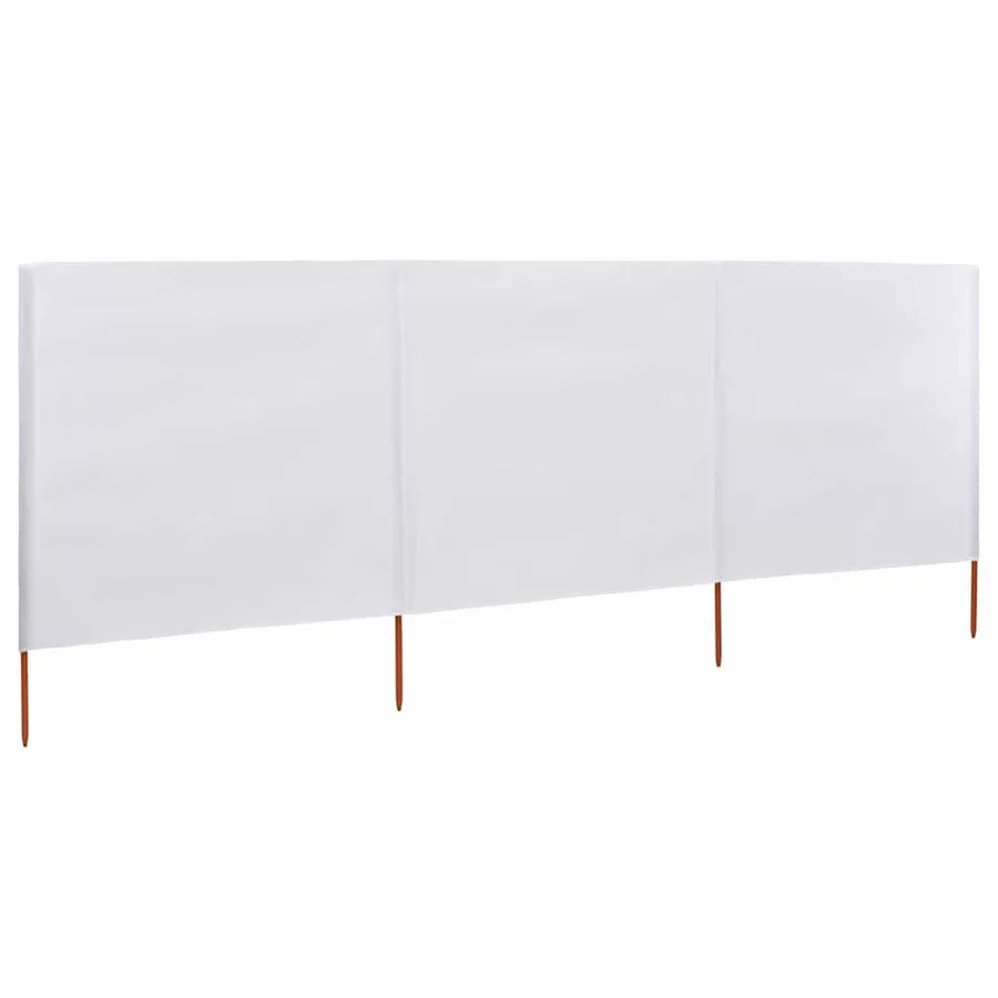 Paravent 3 panneaux Tissu 400 x 80 cm Blanc sable - 2