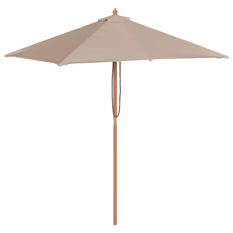 Parasol d'extérieur avec mât en bois 150x200 cm taupe - 2