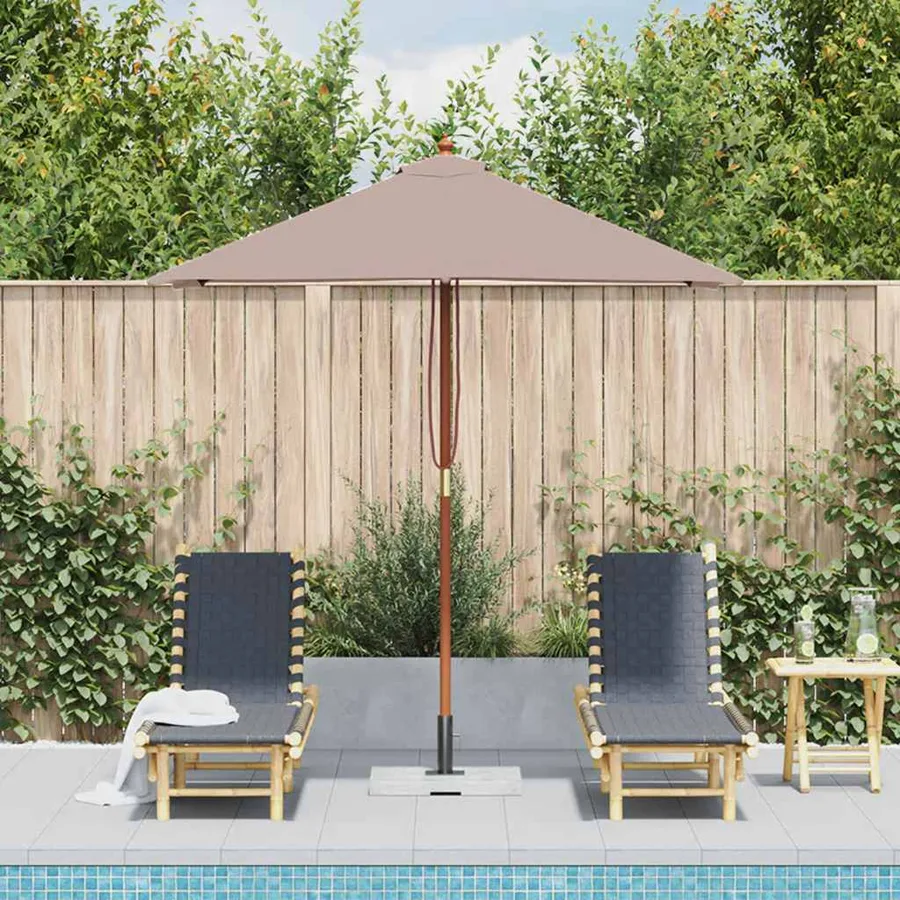Parasol d'extérieur avec mât en bois 150x200 cm taupe - 3